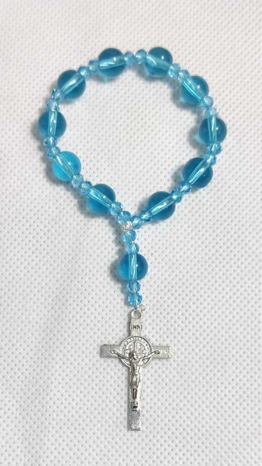 Blue Stone With Crystal Rosary - 8mm