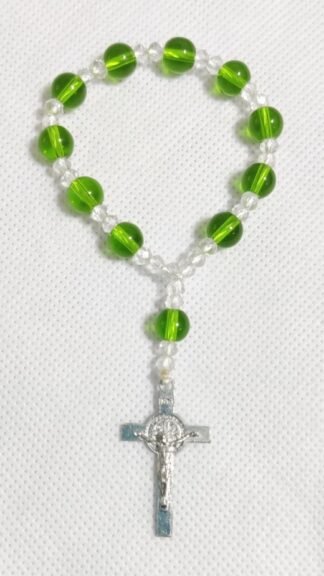 Green Stone With Crystal Rosary - 8mm