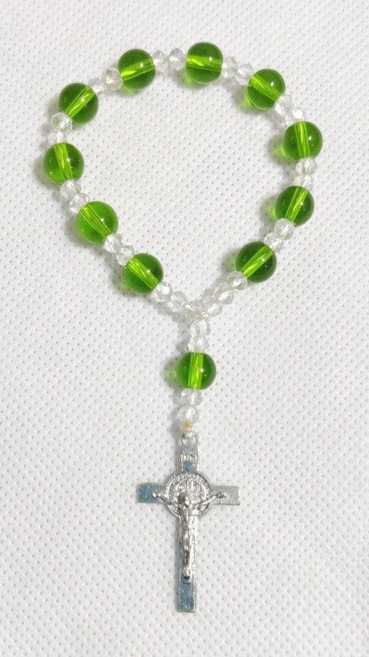 Green Stone With Crystal Rosary - 8mm