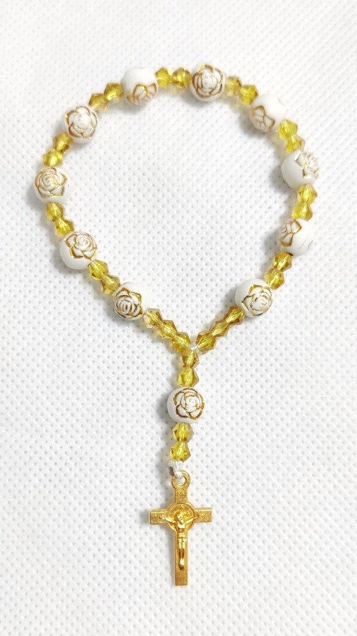 Flower Gold Rosary - 8mm