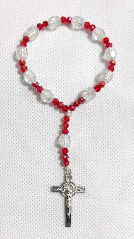 Red Crystal Plastic Rosary - 8mm