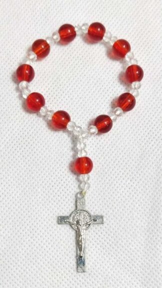 Red Stone With Crystal Rosary - 8mm