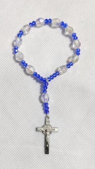 Blue Crystal Plastic Rosary - 8mm