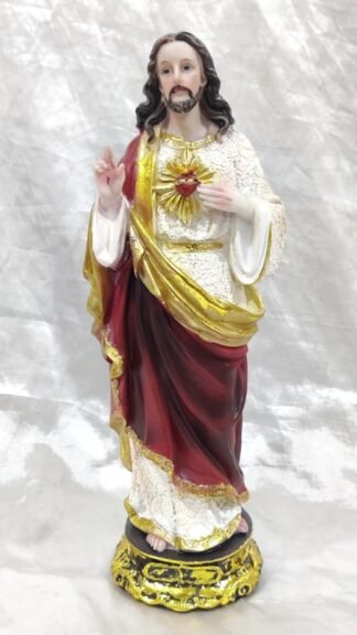 Poly Marble Sacred Heart Statue - 12 Inch
