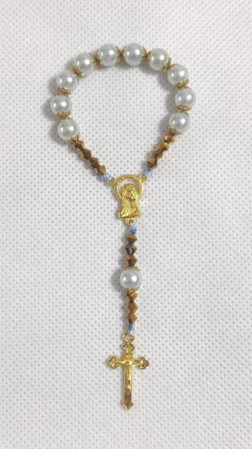 10 Beads Pearl With Cup Rosary - 8mm