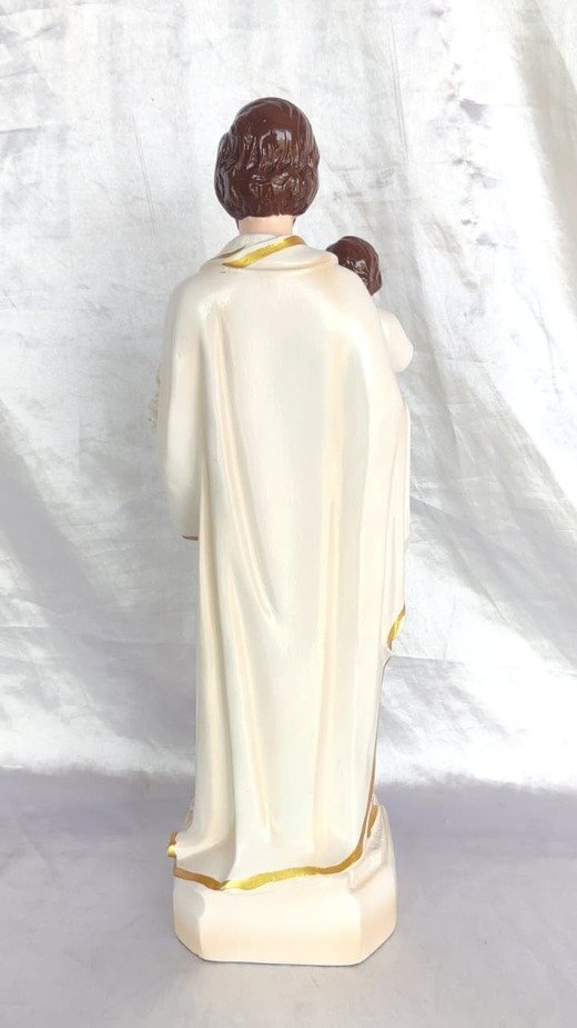 White Poly Marble St Joseph Statue - 15 Inch - Image 4