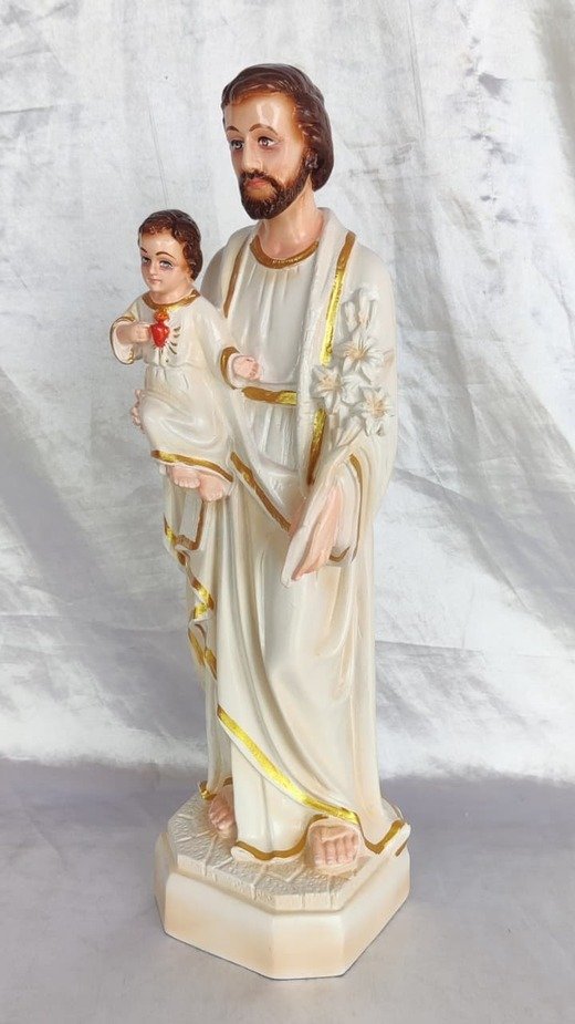 White Poly Marble St Joseph Statue - 15 Inch - Image 2