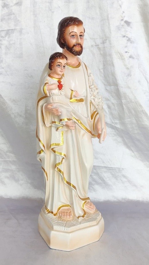 White Poly Marble St Joseph Statue - 15 Inch - Image 3