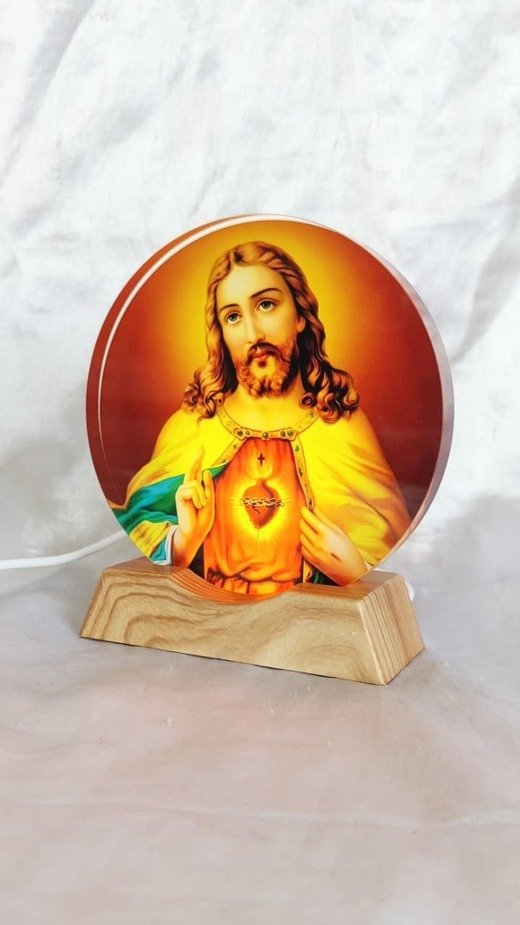 Elegant 3D Crystal Night Light – Sacred Heart Edition - 5 Inch - Image 2