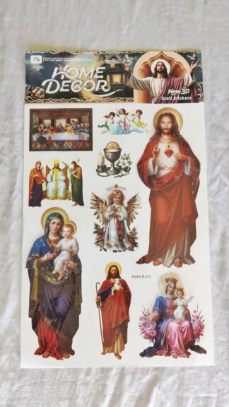 The Last Supper and Sacred Heart of Jesus 3D Religious Door Sticker Sheet