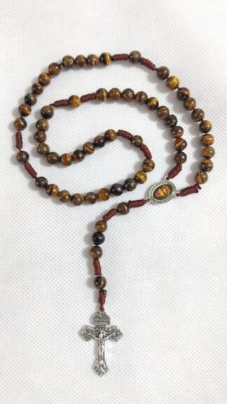 Tiger eye Rosary With Medal - 8 MM