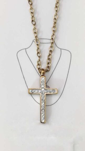 Stainless Steel Chain With Locket - Golden Color Cross