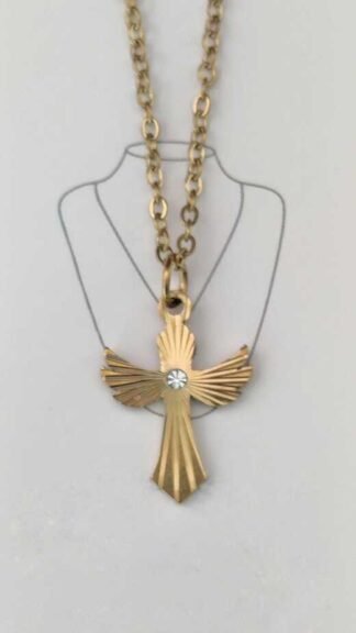 Stainless Steel Chain With Locket - Golden Color Cross