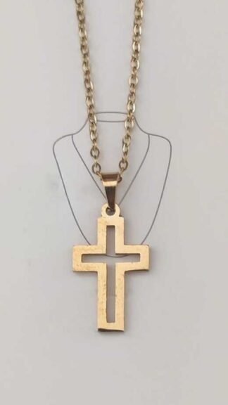 Stainless Steel Chain With Locket - Golden Color Cross