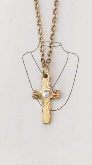 Stainless Steel Chain With Locket - Golden Color Cross