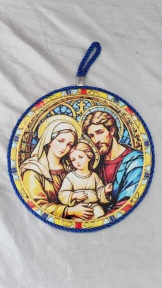 Ceramic Frame Holy Family Hanging - Round