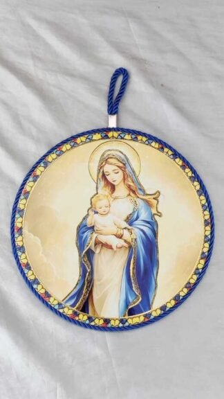 Ceramic Frame Mother Mary Hanging - Round