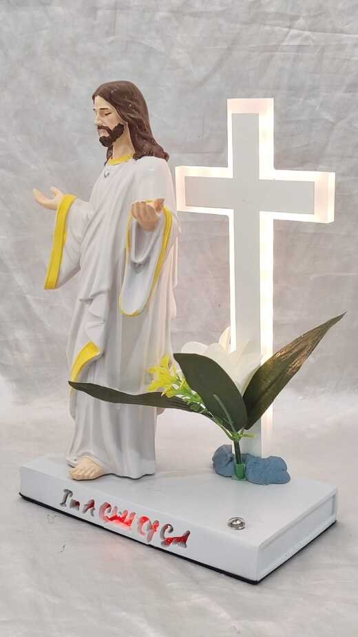 Rechargeable Illuminated Jesus Figurine with LED Cross - 11 Inch - Image 4