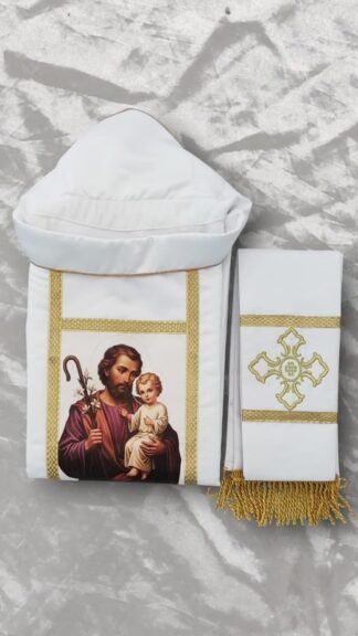 ST. Joseph White Colored Priest Vestment With Stole