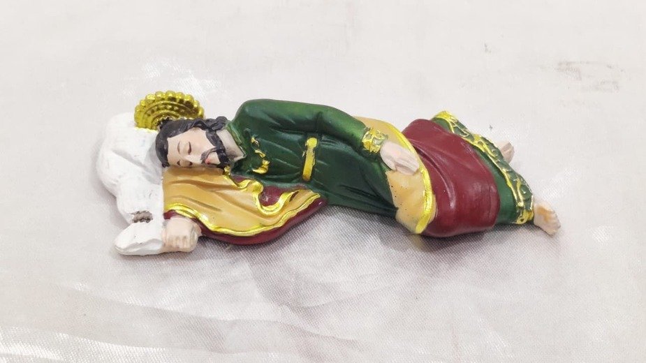 Sleeping Saint Joseph Poly Marble Statue - 4 Inch - Image 2