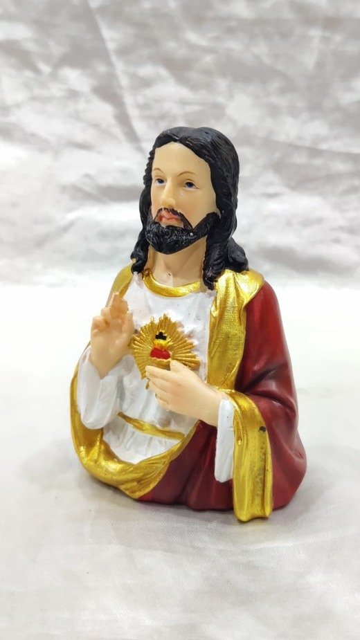 Poly Marble Sacred Heart Statue - 4 Inch - Image 3