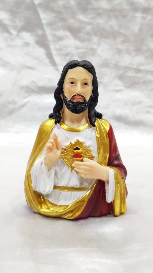 Poly Marble Sacred Heart Statue - 4 Inch