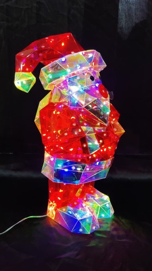 Iridescent 3D Geometric LED Santa Claus Figure - 17 Inch - Image 3