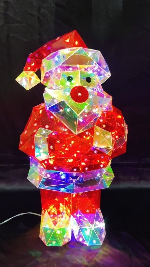 Iridescent 3D Geometric LED Santa Claus Figure - 17 Inch