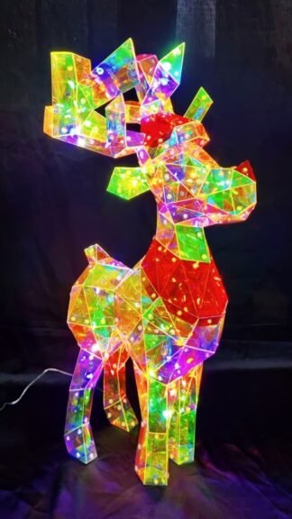 Iridescent 3D Geometric LED Festive Reindeer - 23 Inch