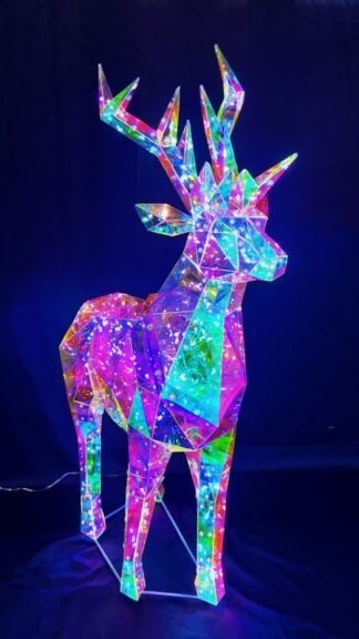 Iridescent 3D Geometric LED Majestic Stag - 30 Inch